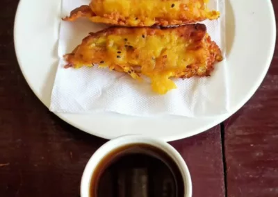 black coffee and banana fritters